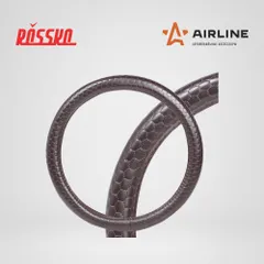 AWC-SL-04M AIRLINE Оплетка на руль, искусственная кожа с тиснением, коричневая, 38 см / M