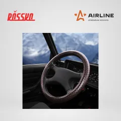 AWC-SL-04M AIRLINE Оплетка на руль, искусственная кожа с тиснением, коричневая, 38 см / M