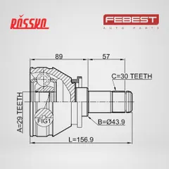 2911-RRIIIFLH Febest Шрус внутренний 29x43.8x30 | перед лев |