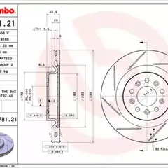09.8781.21 Brembo Диск тормозной UV Coated | зад |