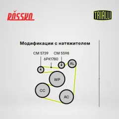 CM 5598 Trialli Ролик привод. ремня для а/м Hyundai Tucson (15-)/Creta (21-) 2.0i [NU] (опор.)