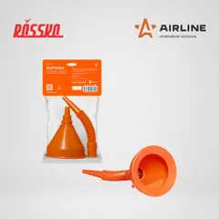 APF-02 AIRLINE Воронка непроливайка D-135 мм, с гибким носиком 370 мм, латунная сетка, в пакете с навершием