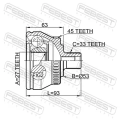 2310-034A45 Febest Шрус наружный 27x53x33 | перед прав/лев |