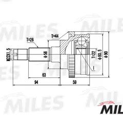 GA20218 Miles ШРУС MAZDA 323 1.5 94-98 нар.(ABS)