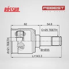 3511-NL3R Febest Шрус внутренний 21x35x25 | зад прав/лев |