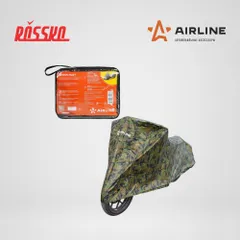 ADMC009 AIRLINE Чехол-тент на мотоцикл защитный L, 250x100x120 см, люверс под замок, летний камуфляж