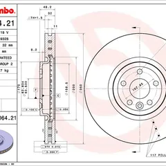 09.D064.21 Brembo Диск тормозной UV Coated | перед |