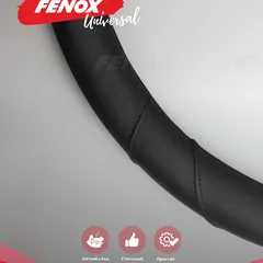 FAU1106 Fenox Оплетка рулевого колеса, Размер: L, D 39-40см, обхват-8см, искусственная кожа ,черный, декоративные вставки