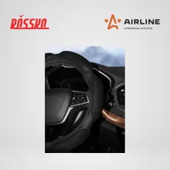 AWC-SS-08M AIRLINE Оплетка на руль, спонжевая, черная, 38 см / M