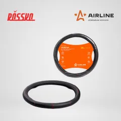 AWS-LI-20M AIRLINE Оплетка на руль искусственная кожа с тиснением ромб черная красная прошивка 38 см м