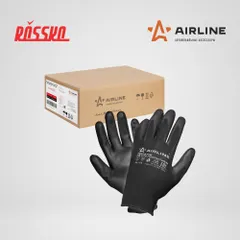 ADWG003 AIRLINE Перчатки полиэфирные с цельным полиуретановым покрытием ладони, XL черные/серые