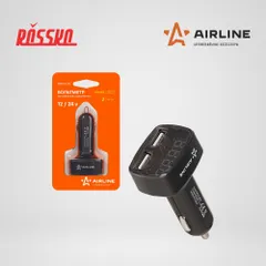 AVM-D-02 AIRLINE Вольтметр в прикуриватель 12-24В, 2 USB 3,1A