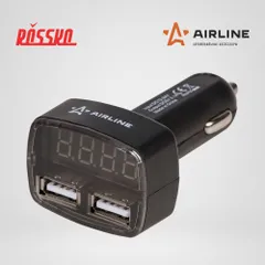 AVM-D-02 AIRLINE Вольтметр в прикуриватель 12-24В, 2 USB 3,1A