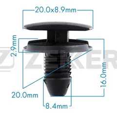 BE-2400 Zekkert Клипса крепёжная Alfa Romeo, Citroen, Fiat, General Motors, Lancia, Peugeot (миним. кол-во заказа 10 шт)