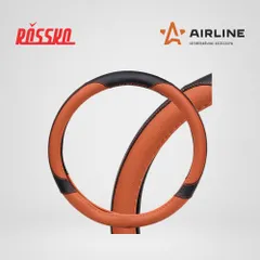 AWC-CM-05M AIRLINE Оплетка на руль из искусственной кожи коричнево-черная 38 см, M