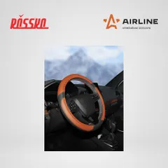 AWC-CM-05M AIRLINE Оплетка на руль из искусственной кожи коричнево-черная 38 см, M