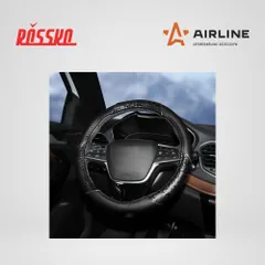 AWC-CM-06M AIRLINE Оплетка на руль, искусственная кожа, женская модель, черная/принт, 38 см / M