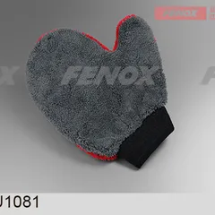 FAU1081 Fenox Салфетка-варежка из кораллового флиса, 24*20см, серый/красный