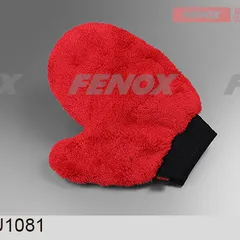 FAU1081 Fenox Салфетка-варежка из кораллового флиса, 24*20см, серый/красный