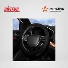 AWC-SF-09M AIRLINE Оплетка на руль, искусственный мех, черная, 38 см / M