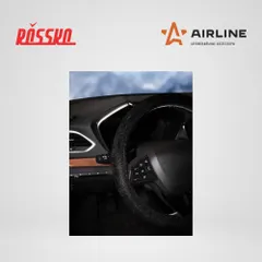 AWC-SF-09M AIRLINE Оплетка на руль, искусственный мех, черная, 38 см / M