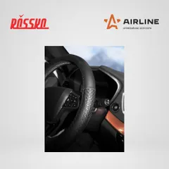 AWC-SL-03M AIRLINE Оплетка на руль, искусственная кожа с тиснением, черная, 38 см, M