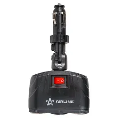 ASP-2TU-08 AIRLINE Прикуриватель-разветвитель трансформер на 2 гнезда + 2USB, штекер-фиксатор