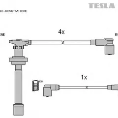 T999B Tesla Комплект высоковольтных проводов