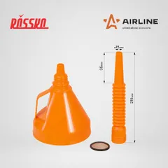 APF-07 AIRLINE Воронка пластмассовая D-135 мм, гибкий носик 350 мм, латунная сетка, в пакете с навершием AIRL