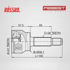 3510-NL3R Febest Шрус наружный 21x56x26 | зад прав/лев |