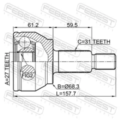 2910-EVOQ Febest Шрус наружный 27x68.3x31 | перед прав/лев |