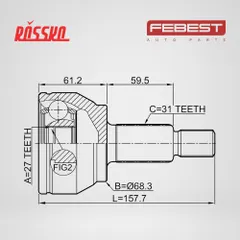 2910-EVOQ Febest Шрус наружный 27x68.3x31 | перед прав/лев |