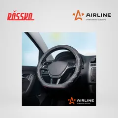ADWO005 AIRLINE Оплетка на руль, экокожа, D-образная форма, рельеф, текстура карбон, черная, 38 см/М