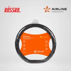 ADWO005 AIRLINE Оплетка на руль, экокожа, D-образная форма, рельеф, текстура карбон, черная, 38 см/М