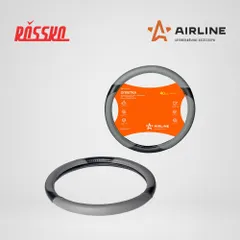 AWC-SL-02L AIRLINE Оплетка на руль, искусственная кожа с перфорацией, серая/черная, 40 см / L