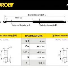 ML5608 Monroe Упругий элемент, капот