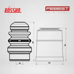 ADSHB-A6IIIF-KIT Febest Пыльник переднего амортизатора с отбойником, комплект, передний, правый, левый