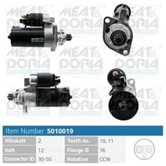 5010019 Meat&Doria Стартер 12V 2KW Audi A3 (8L1), VW Polo (9N)