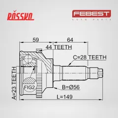 0510-018A44 Febest Шрус наружный 23x56x28 | перед прав/лев |
