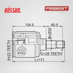 0511-GEMTLH Febest Шрус внутренний 23x35x28 | перед лев |
