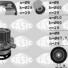 3906078 Sasic Комплект ремня ГРМ + насос водяной