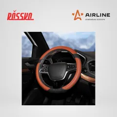 AWC-CM-05L AIRLINE Оплетка на руль, искусственная кожа, коричневая/черная, 40 см / L