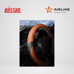AWC-CM-05L AIRLINE Оплетка на руль, искусственная кожа, коричневая/черная, 40 см / L