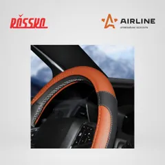 AWC-CM-05L AIRLINE Оплетка на руль, искусственная кожа, коричневая/черная, 40 см / L