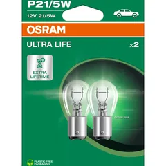 7528ULT-2BL Osram Комплект ламп P21, 5W 12V 21, 5W BAY15d Ultra Life, 4 года гарантии, 2 шт., 1 к-т