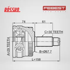 2910-RRIIIR Febest Шрус наружный 29x67.6x30 | зад прав/лев |
