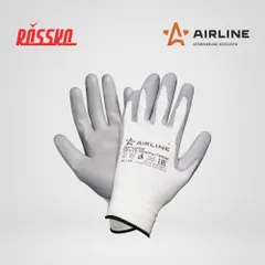 ADWG001 AIRLINE Перчатки полиэфирные с цельным полиуретановым покрытием ладони, XL, белый или серый