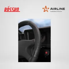 AWC-SL-03XL AIRLINE Оплетка на руль, искусственная кожа с тиснением, черная, 42 см / XL