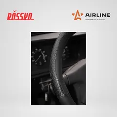 AWC-SL-03XL AIRLINE Оплетка на руль, искусственная кожа с тиснением, черная, 42 см / XL