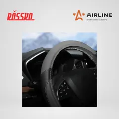 AWC-SL-02M AIRLINE Оплетка на руль, искусственная кожа с перфорацией, серая, черная, 38 см, M